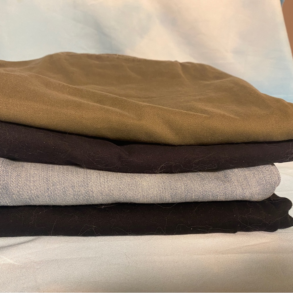 4-pack Lands’ End Petite Cropped Cotton Chinos and high-rise jeans